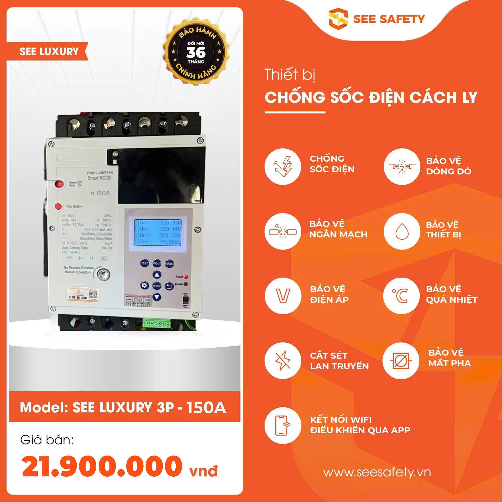 Aptomat thông minh 3 pha SEE150A-3P - Ảnh 2